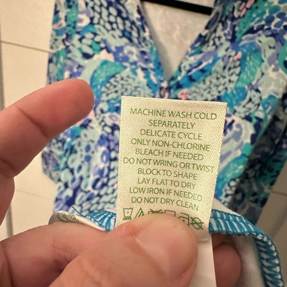 LILLY PULITZER Ansley oasis wave dress woman turquoise 50+ colorful designer XXS - Picture 7 of 13
